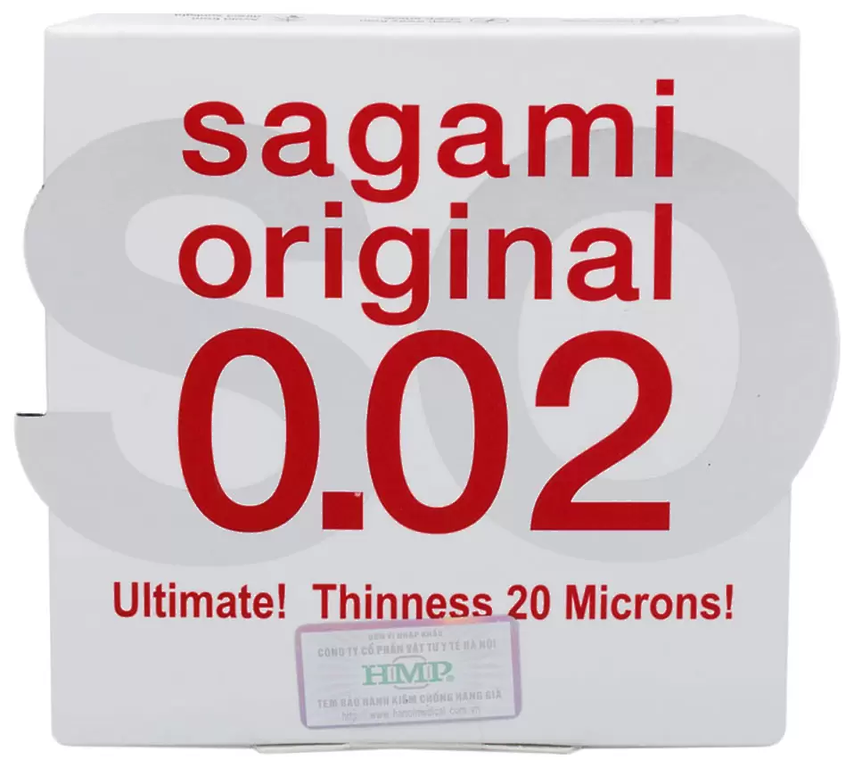 Презервативы Sagami, original 0.02, полиуретан, ультратонкие, гладкие, 19 см, 5,8 см, 3 шт.