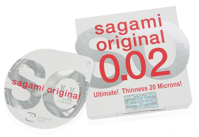 Презервативы Sagami, original 0.02, полиуретан, ультратонкие, гладкие, 19 см, 5,8 см, 3 шт.