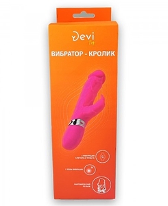 Вибратор-кролик женский реалистичный, 7 режимов вибрации, Devi toy 220х40мм, розовый