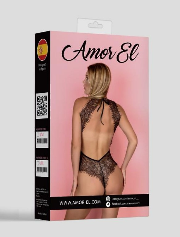 Кружевной боди-комбенизон Siero черный размер L/XL