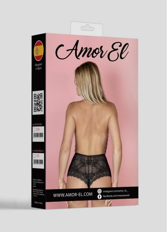 Кружевной боди-комбенизон Aurea черный размер L/XL