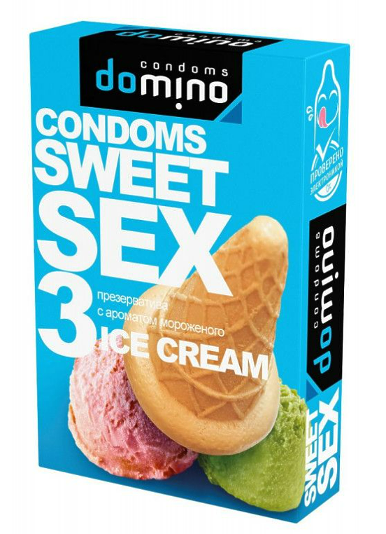 ПРЕЗЕРВАТИВЫ DOMINO SWEET SEX ICE CREAM 3штуки (оральные)