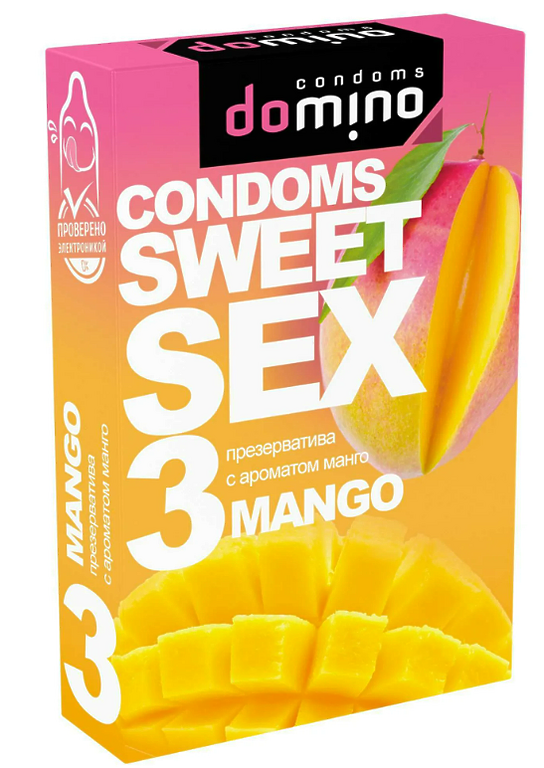 ПРЕЗЕРВАТИВЫ DOMINO SWEET SEX MANGO 3штуки (оральные)