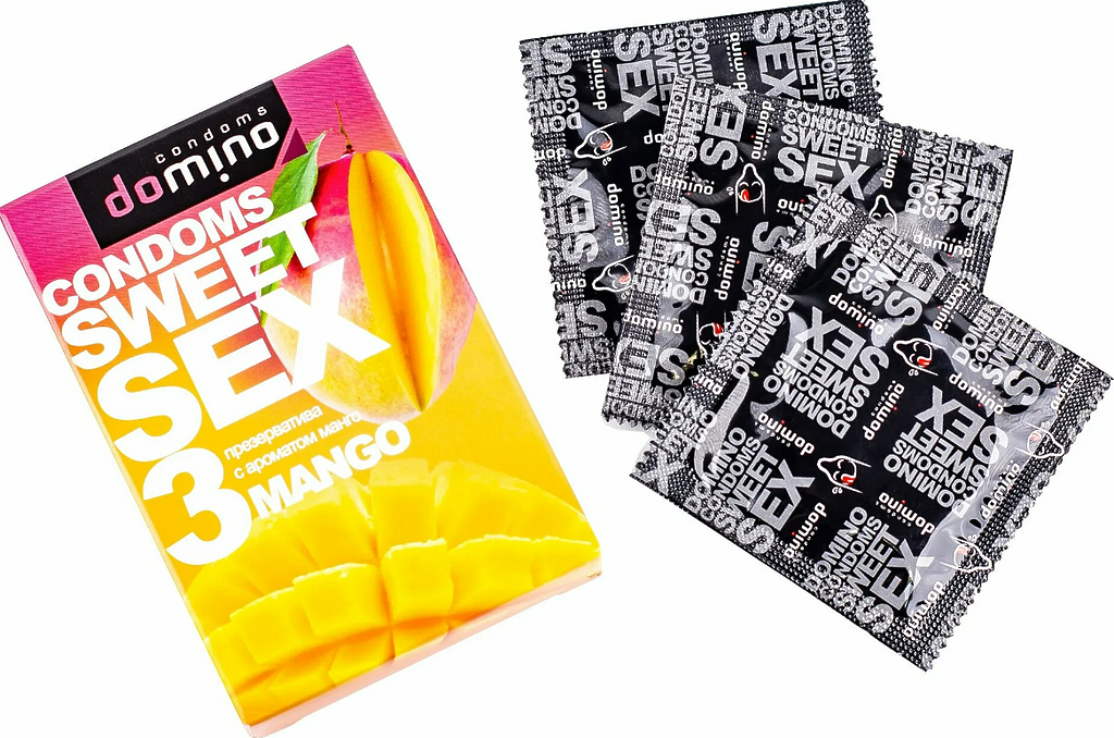 ПРЕЗЕРВАТИВЫ DOMINO SWEET SEX MANGO 3штуки (оральные)