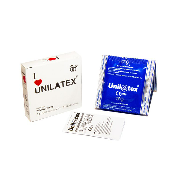 Презервативы Unilatex, natural ultrathin, ультратонкие, 19 см, 5,4 см, 3 шт.
