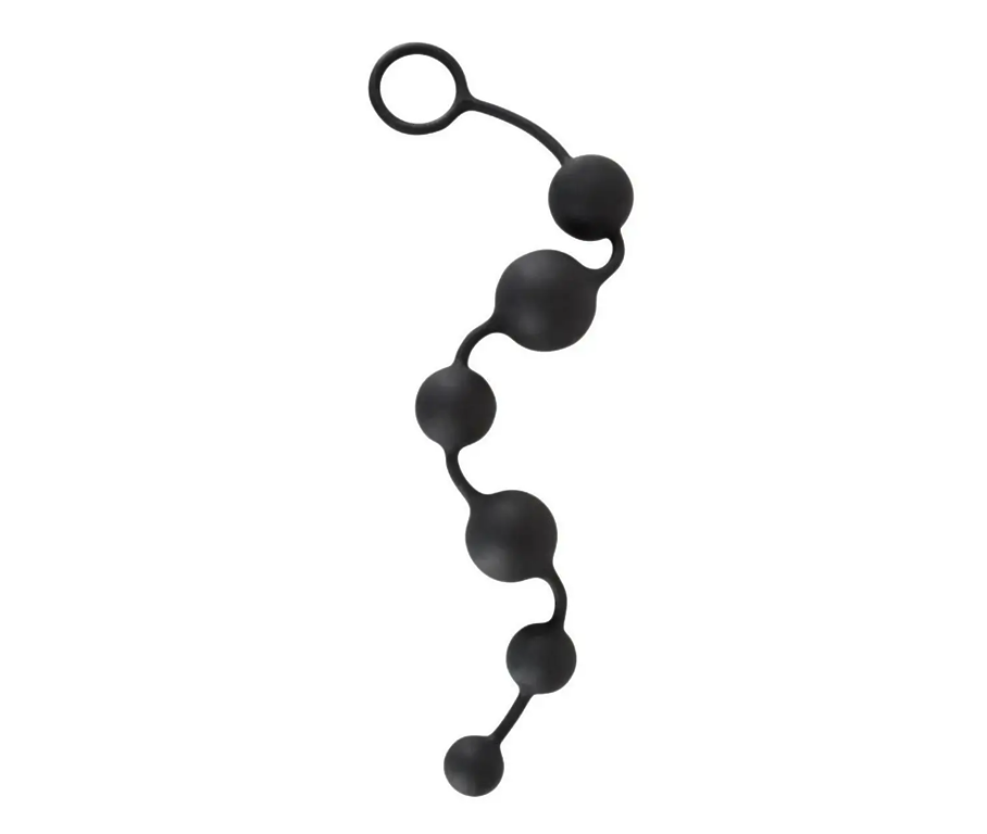 ToyForFun Анальные бусы Tonga "LARGE ANAL BEADS", 41 см 6 шар 2-4 см черн гладкие