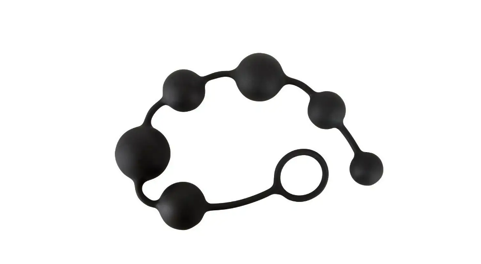ToyForFun Анальные бусы Tonga "LARGE ANAL BEADS", 41 см 6 шар 2-4 см черн гладкие