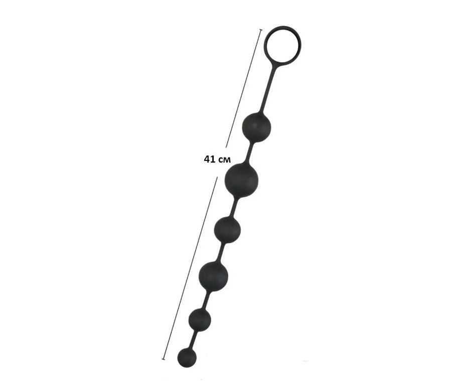 ToyForFun Анальные бусы Tonga "LARGE ANAL BEADS", 41 см 6 шар 2-4 см черн гладкие