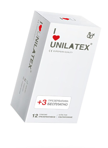 Презервативы Unilatex, natural ultrathin, ультратонкие, 18 см, 5,4 см, 15 шт.