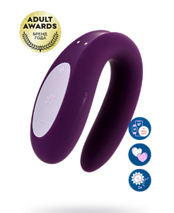 Многофункциональный стимулятор для пар Satisfyer Partner Double Joy, силикон, фиолетовый, 18 см.