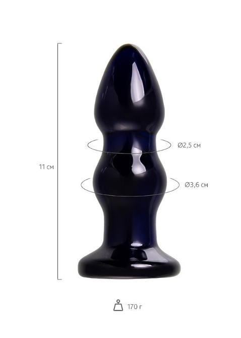 Стеклянная вибровтулка Sexus Glass, стекло, синяя, 11 см