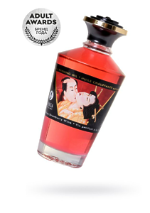 Масло для массажа Shunga Sparkling Strawberry Wine, разогревающее, клубника и шампанское, 100 мл