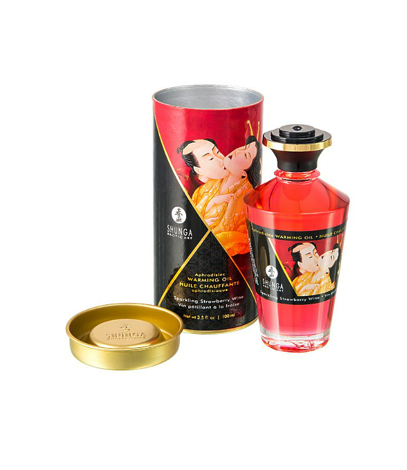 Масло для массажа Shunga Sparkling Strawberry Wine, разогревающее, клубника и шампанское, 100 мл