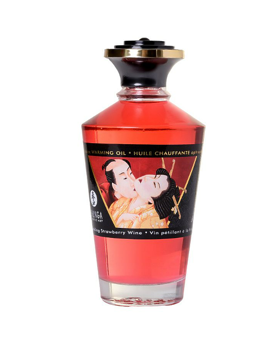 Масло для массажа Shunga Sparkling Strawberry Wine, разогревающее, клубника и шампанское, 100 мл