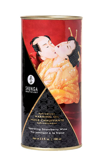 Масло для массажа Shunga Sparkling Strawberry Wine, разогревающее, клубника и шампанское, 100 мл