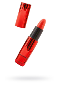 ВИБРОМАССАЖЕР BLACK & RED BY TOYFA «ПОМАДА», СИЛИКОН, КРАСНЫЙ, 9 СМ