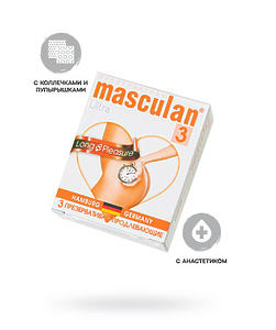 Презервативы Masculan, ultra 3, продлевающие, 19 см, 5,3 см, 3 шт.