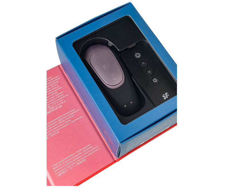 Стимулятор для пар Satisfyer Double Fun Connect App, с пультом ДУ, силикон, черный, 9 см
