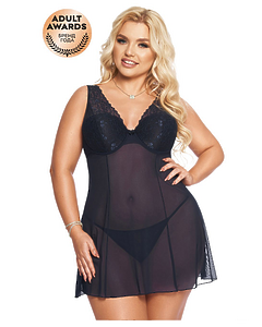 Комбинация и стринги SoftLine Collection Berta, синий, XXL