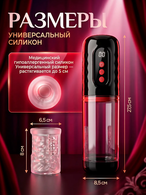 Мастурбатор мужской реалистичный с телекскопией и вакуумом, со стонами